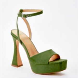 Green heel sandals